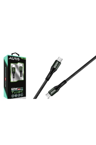 Auris 60 W ARS-CB66 Type-C to Type-C Örgülü Data & Şarj Kablosu 1 M Auris 60 W ARS-CB66 Type-C to Type-C Örgülü Data & Şarj Kablosu 1 M