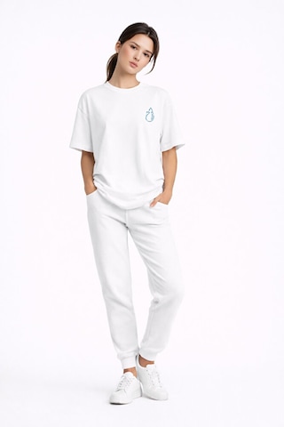 Sevgili Kombini Ateş Su Minimal Çift Tişört Oversize Unisex Partn Beyaz