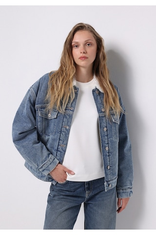Colins Oversize Fit Düğmeli Astarsız Kadın Denim Ceket Cl1076050 Q1.v1 Dn09598 Denim