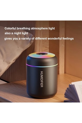 Carrier Beyaz Sessiz Usb Güçlü Mini Nemlendirici Renkli Led Işık Yatak Odası Oturma Odası Ofis Dekoru Modern Plastik Nemlendirici