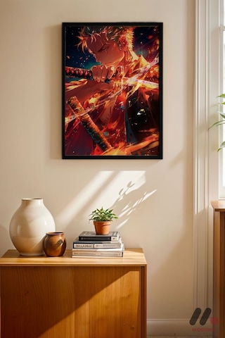 One Piece Zoro Savaşçı Anime Poster, Siyah Çerçeveli Duvar Tablosu - Anime Severlere Özel Hediye
