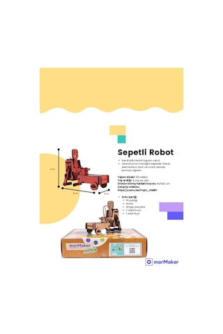 Türk Malı Sepetli Robot Dc Motorlu Ahşap Oyuncak Stem-a Set Çocuklar İçin Boyanabilir Maket