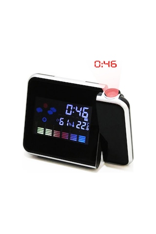 Reedark Siyah Dijital Projeksiyon Alarm Saati - Hava Durumu İstasyonu, Renkli Ekran, Sicaklık Nem Gösterimi, Usb/pil Beslemeli
