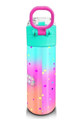 Coral High Kidsrenkli Dondurmalı Kedi Desenli Pipetli Ve Direkt İçim Çelik Termos 500 Ml 31812 Yeşil - Beyaz
