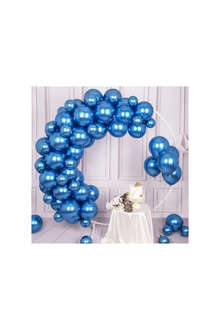 Mucit Home 10 Adet Mavi Krom Balon Seti 12 İnç Parlak Ve Göz Alıcı Parti Balonları