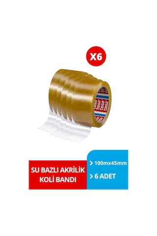 Tesa Koli Bandı Su Bazlı Akrilik Şeffaf 100mx45mm 6'lı Set
