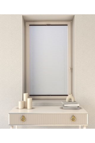 Beyaz Plise Katlanır Cam Balkon Perdesi - Ofis Perdesi - Mutfak Perdesi - Salon Perdesi - Beyaz