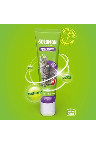 Solomon Malt Paste 100 Gr Kedi Tüy Yumağı Önlemeyi Destekleyen Malt Macunu