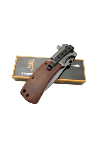 Browning Kamp Çakı Ahşap Sap A342 21 Cm Haki
