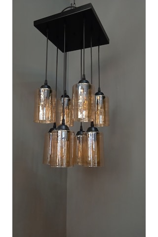 8'li Gold Boru Camlı Sarkıt Avize Gold