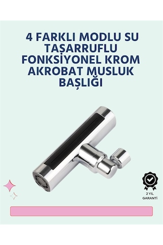 Krom Kaplamalı Çok Fonksiyonlu Musluk Başlığı Paslanmaz Malzeme