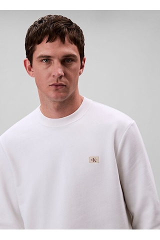 Calvin Klein Jeans Beyaz Erkek Regular Fit Sweatshirt Beyaz