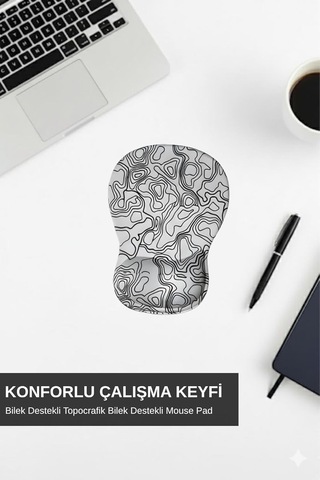 Topowave Bilek Destekli Mouse Pad Ergonomik Kaymaz Taban Mouse Pad Bilek Koruyucu Dijital Mouse Pad Beyaz