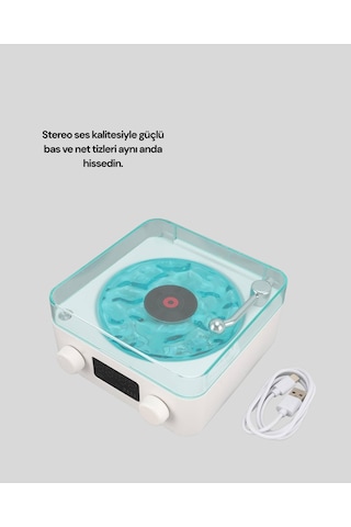 Bluetooth Hoparlör 3-ü-1 Saatli Gece Lambası Ve Vintage Tasarım -