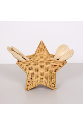 Bohem Rattan Yıldız Çatallık Ve Kaşıklık 26x17, Iskandinav, Modern