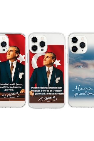Kişiye Özel Atatürk Temalı Telefon Kılıfı Uv Baskı Türk Bayraklı Tüm Telefon Modelleri Uyumlu