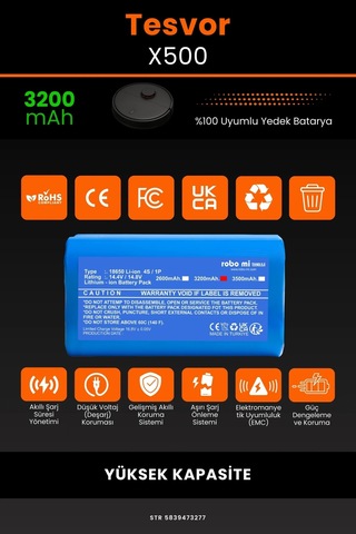 Tesvor X500 3200mAh Robot Süpürge Bataryası