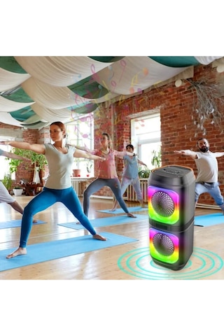 Box Işıklı Bluetooth Hoparlör Ses Bombası Mikrofonlu Karaoke Yüksek Ses Yeni Rgb 10watt