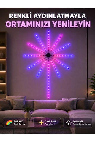 Rgb Led Dekoratif Duvar Lambası İç Mekân Telefon Kontrollü Ortam Aydınlatması Diğer