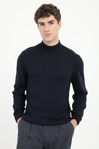 Dufy Erkek Slim Fit Yarım Balıkçı Yaka Lacivert Triko-18498