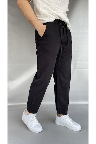 Yumuşak Denim Boyfriend Pantolon Siyah