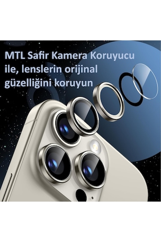 İphone 16 Pro / 16 Pro Max Uyumlu Safir Lens Çizilmez Dayanıklı Kamera Koruyucu