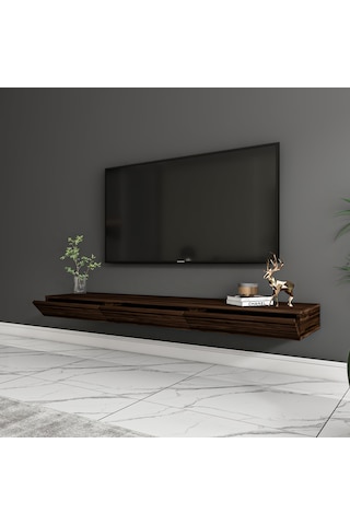 Avalon 3 Kapaklı Duvara Monte Tv Sehpası 140 Cm, Modern Minimal Tasarım, Tv Ünitesi - Sandık Ceviz Sandık Ceviz