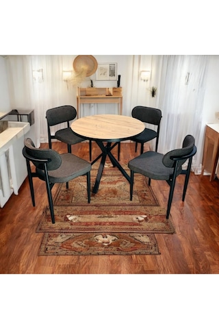 Yeliz Mutfak Masa Takımı 4 Kişilik Ahşap Desenli Yeliz008 Antrasit