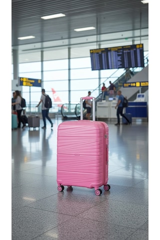 Premium Ultra Dayanıklı Büyük Boy Valiz - Pembe %100 Saf Pp Çok Renkli
