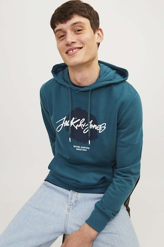 Jack & Jones Jjtıley Sweat Hood Ln Mavi Erkek Sweatshirt Mavi