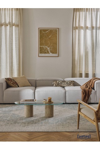 Most Mollis 3 Modül Kanepe Koltuk 32 Gri Keten Kumaş Yataş Süng