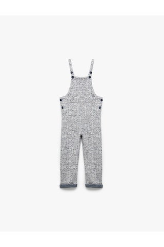 Koton Düğmeli Viskon Karışımlı Askılı Uzun Tulum Mavi Desenli 5smb10375tk Mavi Desenli