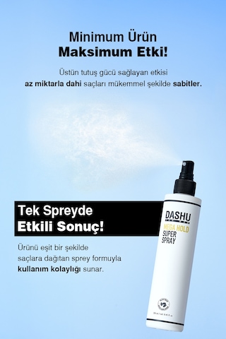 Hızlı Kuruyan, Ultra Güçlü Saç Şekillendirici Sprey Dashu For Men Mega Hold Super Spray 250 Ml