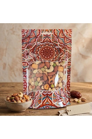 Şeffaf Pencereli Mandala Desenli Poşet, Kilitli Fermuar, Yeniden Kullanılabilir Saklama Torbası,hazır Doypack, Farklı Kullanım Alanları 100, 17,5x25