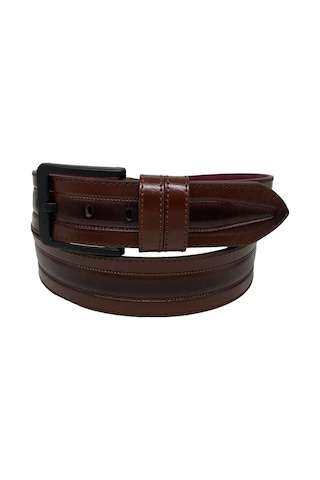 Süzer Deri Kahverengi Suni Deri Dikişli Model 4.5 Cm.lik Spor Kot Kemer - 4513-61-22ks Kahverengi