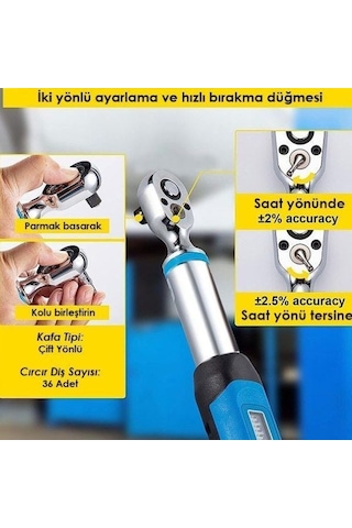 Loyka Awj4-0340 Cırcır Başlı Dijital Torkmetre Tork Anahtarı 340nm