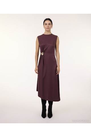 Yargıcı Dar Bisiklet Yaka Kolsuz Elbise 26kkel7069x 016 Bordo