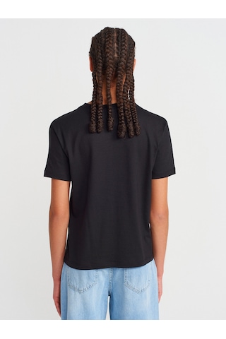 Dilvin 31791 Bisiklet Yaka T-shirt-siyah Siyah