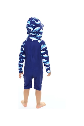 My Kids Wear Şapkalı Fermuarlı Uzun Kollu Mayo Koyu Mavi
