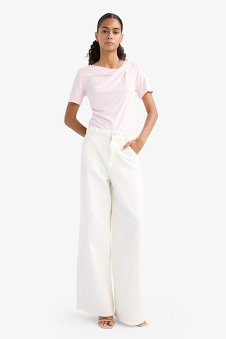 Defacto Slim Fit Dar Kesim Kayık Yaka Kısa Kollu Tişört F8008ax25aupn648 Pembe