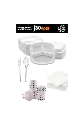Lüx 3 Gözlü Köpük Tabldot Tabak Seti 100'lü / Tabak-bardak-çatal-peçete Çok Renkli Lüx 3 Gözlü Köpük Tabldot Tabak Seti 100'lü / Tabak-bardak-çatal-peçete Çok Renkli