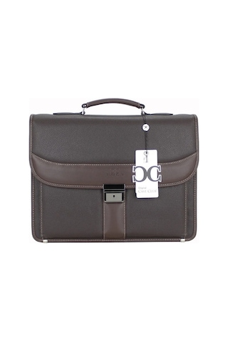 Case Club El Omuz Çantası & Laptop Bölmeli Evrak Çantası 15,6 İnç Kilit Mekanizmalı Kahverengi