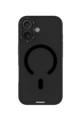 Apple Uyumlu iPhone 17 Kılıf M-safe Şarj Özellikli Youngkit Hidden Sand Serisi Kapak Siyah Siyah