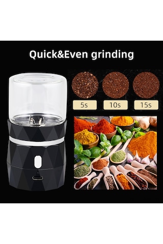 Mufunye Usb Şarjlı 200w Evcil Mini Elektrikli Değirmen - 16000rpm Hızlı Ot-ilaç Pulverizatörü 400mah Pil Siyah