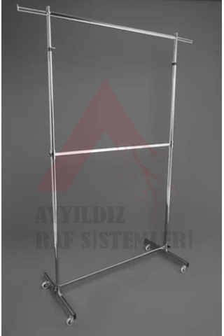 Lüks Çift Katlı Mağaza Standı & Lüks Konfeksiyon Askılıkları & Çift Katlı Askılık Krom
