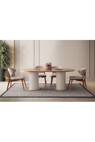 Rubra Yemek Masası Takımı 6 Kişilik Takım Bej