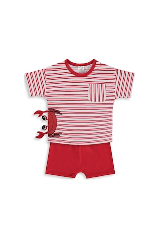 Civil Baby Çizgili 6-18 Ay Takım - Kırmızı