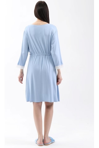 Luvmabelly Myra9651 Sabahlıklı Önden Bölmeli Dantelli Emzirme Geceliği -mavi-mavi