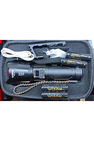 Wison Ws-915 Şarj Edilebilir Profesyonel El Feneri Siyah