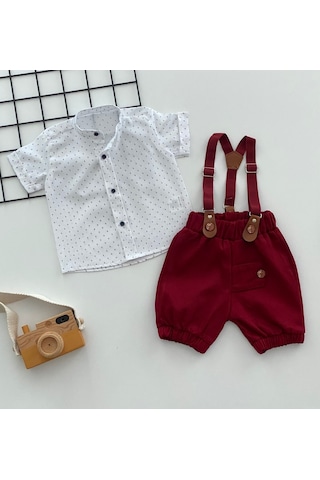 Murat Baby Yalmanlıbebe Neşeli Bebeklerimize Çapa Desen Hakim Yaka Pantolon Askılı Kısa K (548623119) Beyaz - Kırmızı Murat Baby Yalmanlıbebe Neşeli Bebeklerimize Çapa Desen Hakim Yaka Pantolon Askılı Kısa K (548623119) Beyaz - Kırmızı